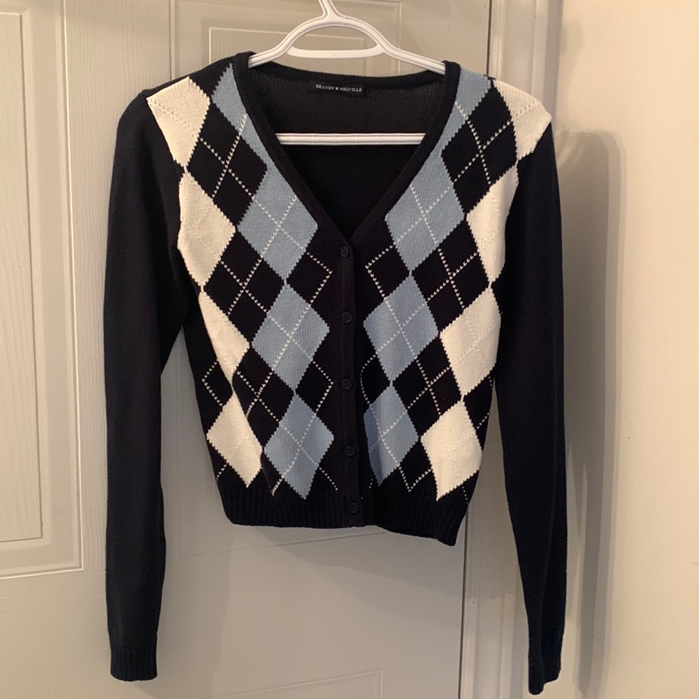 Brandy Melville Elizabeth Cotton Argyle Sweater